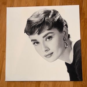 Audrey Hepburn portrait art, 14.25x14.25 inch